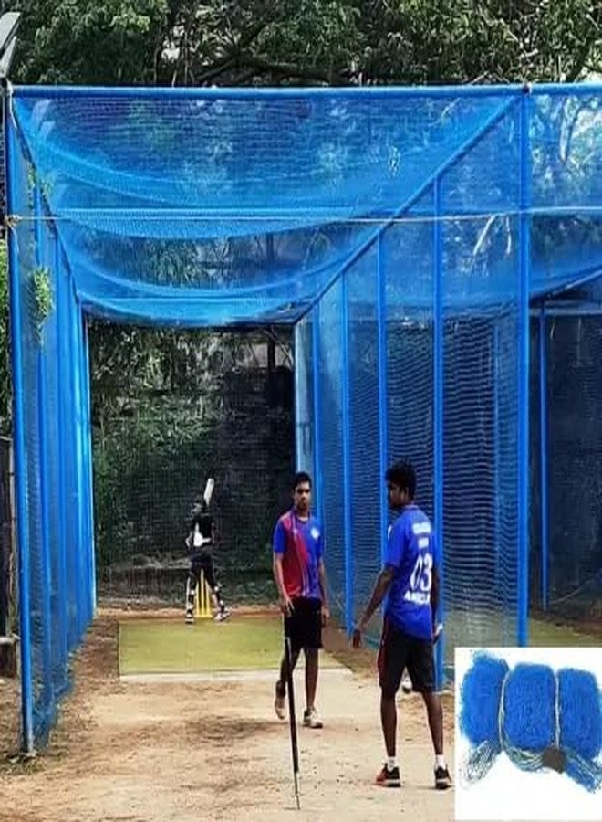 PASHCHAYATE Blue Cricket Net, Durable Training Net, Sports Nets Cricket Batting Practice Net Cage Regular Training Netting for Outdoor Backyard Ground Sports (50 * 10FT) - Image 4