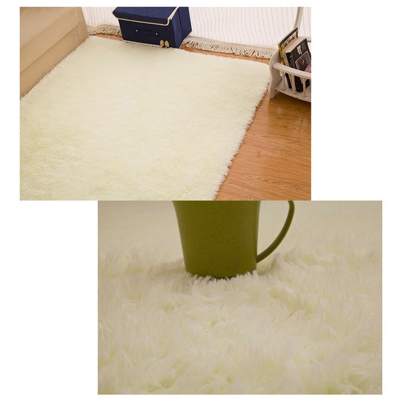 2pcs Modern Rugs Living Room Carpet Bedroom Rug for Children Play Home Decorator Floor Mat Carpet 40x60cm (Creamy White) - Image 5