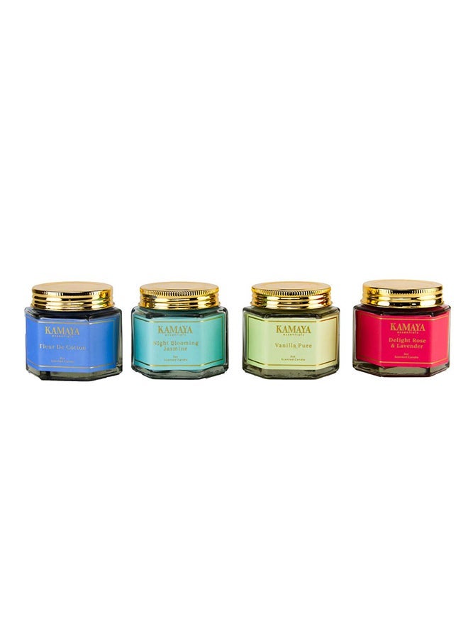 KAMAYA Iris Collection Roe & Lavender Scented candle with 1 wick | 95 gms with long lasting rose and lavender fragrance | Clear jar with gold lid - Image 3