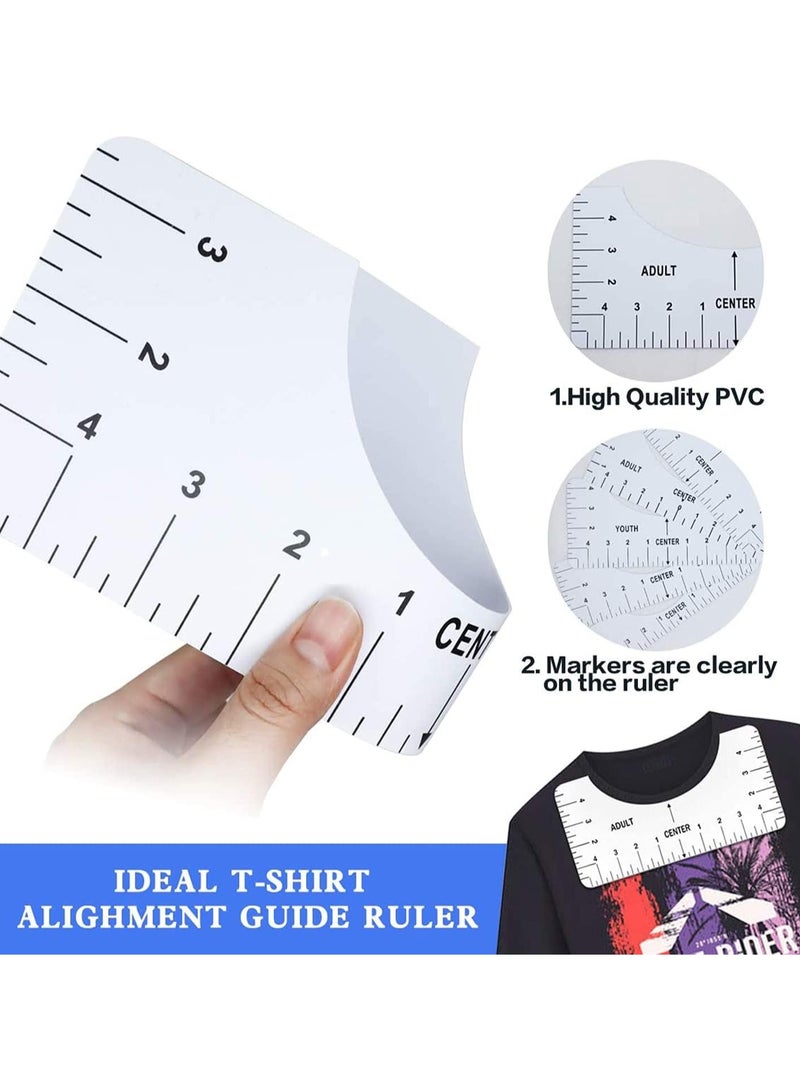 8 Pack White T-Shirt Ruler Guide Set for Heat Transfer Vinyl Tshirt Alignment Center Designs, Round and V-Neck, Front and Back Meet Your Needs, 3 Size Suitable for All Ages  - Image 4