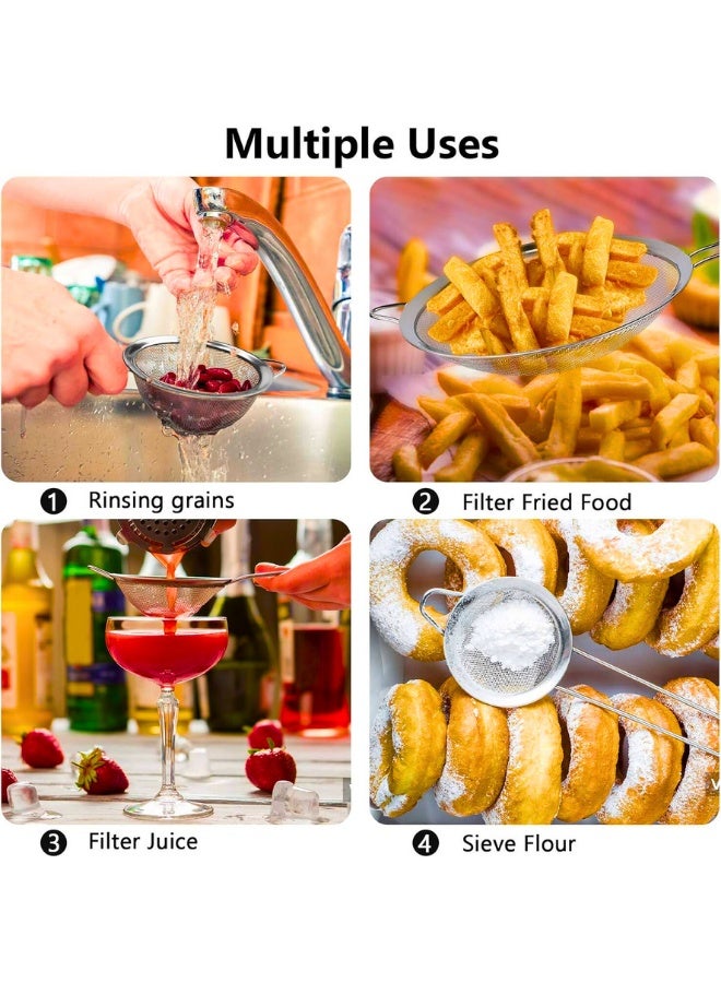 تشيس اب 3 قطع من مصافي شبكية فائقة الدقة مع مقبض، مجموعة مصافي معدنية صغيرة ومتوسطة وكبيرة الحجم، مصافي شبكية دقيقة من الفولاذ المقاوم للصدأ للمطبخ والأرز وعصير الكينوا والطعام والدقيق والخبز - Image 3