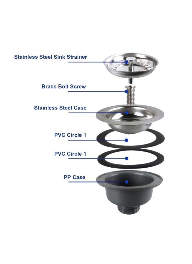 Generic - Kitchen Sink Collection, Stainless Steel Strainer with Sink Drain Strainer Assembly Kitchen Sink Basket Waste Plug Sink Accessories, 114mm - Image 1