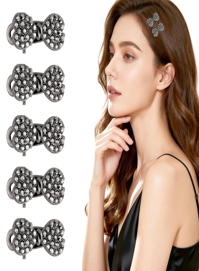 TUCEWP 5Pcs Rhinestone Bow Hair Clips for Women Girls Small Metal Alligator Hair Barrettes Tiny Mini Black Hair Bows Y2k Cute Non-slip Coquette Crystal Bow Hairpins Concert Party Hair Accessories - Image 1