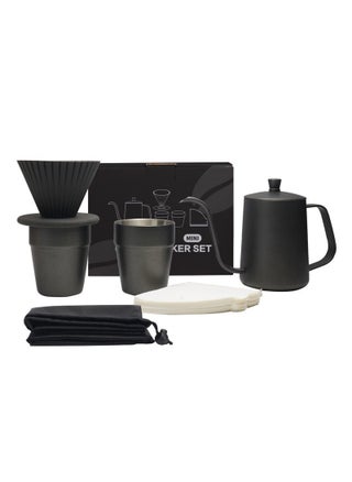 6-In-1 Pour Over Coffee Maker Set With Storage Case,Travel/Camping Coffee Set,Perfect for Coffee Lovers,Beginners to brewing coffee,Best Gift, Black, 600ml - pzsku/ZDD46A9C6B8D45EFDA873Z/45/1742439769/4ec81efb-3a79-455e-ad4f-a82a63f203b3