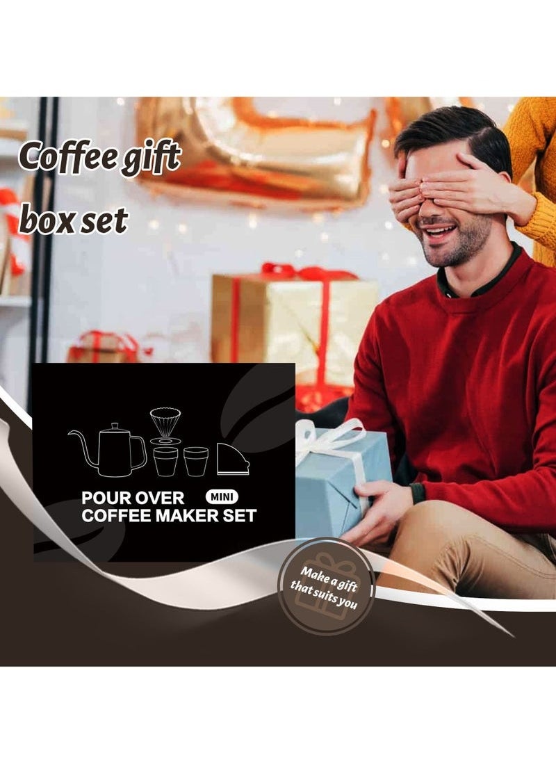 6-In-1 Pour Over Coffee Maker Set With Storage Case,Travel/Camping Coffee Set,Perfect for Coffee Lovers,Beginners to brewing coffee,Best Gift, Black, 600ml