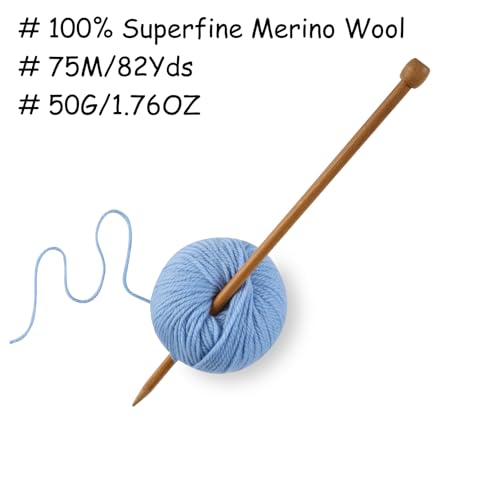 Gisimo 100% Merino Wool Yarn 3-Ply Luxurious and Soft Yarn for Hand Knitting & Crocheting (Sky Blue,1Ball) - Image 3