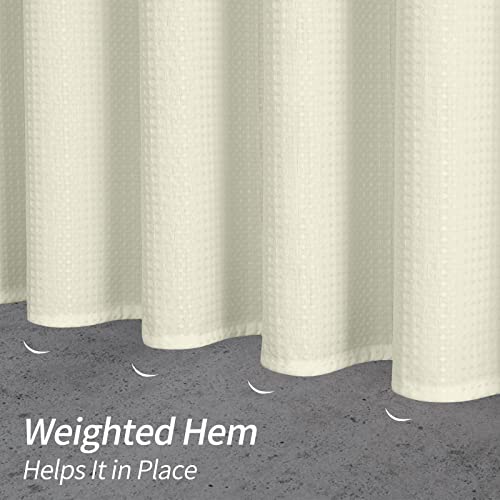 MitoVilla Extra Long Shower Curtain 72 x 84, Beige Waffle Fabric 84 inch Shower Curtain, Farmhouse XL Shower Curtains for Bathroom Decor, Luxury Weighted Shower Curtain 84 inch, Cream - Image 4