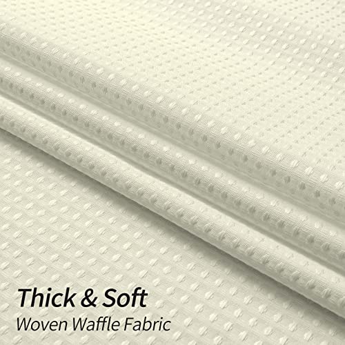 MitoVilla Extra Long Shower Curtain 72 x 84, Beige Waffle Fabric 84 inch Shower Curtain, Farmhouse XL Shower Curtains for Bathroom Decor, Luxury Weighted Shower Curtain 84 inch, Cream - Image 3