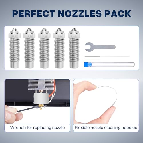 ELEGOO 5pcs Harden Steel Nozzles for Neptune 4 Plus/Max, Wear-Resistant 3D Printer Nozzles 0.4mm/0.6mm/0.8mm Multi Sizes with DIY Tools - Image 5
