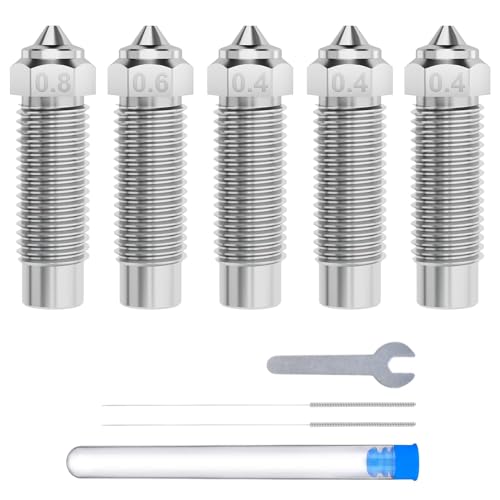 ELEGOO 5pcs Harden Steel Nozzles for Neptune 4 Plus/Max, Wear-Resistant 3D Printer Nozzles 0.4mm/0.6mm/0.8mm Multi Sizes with DIY Tools - Image 1