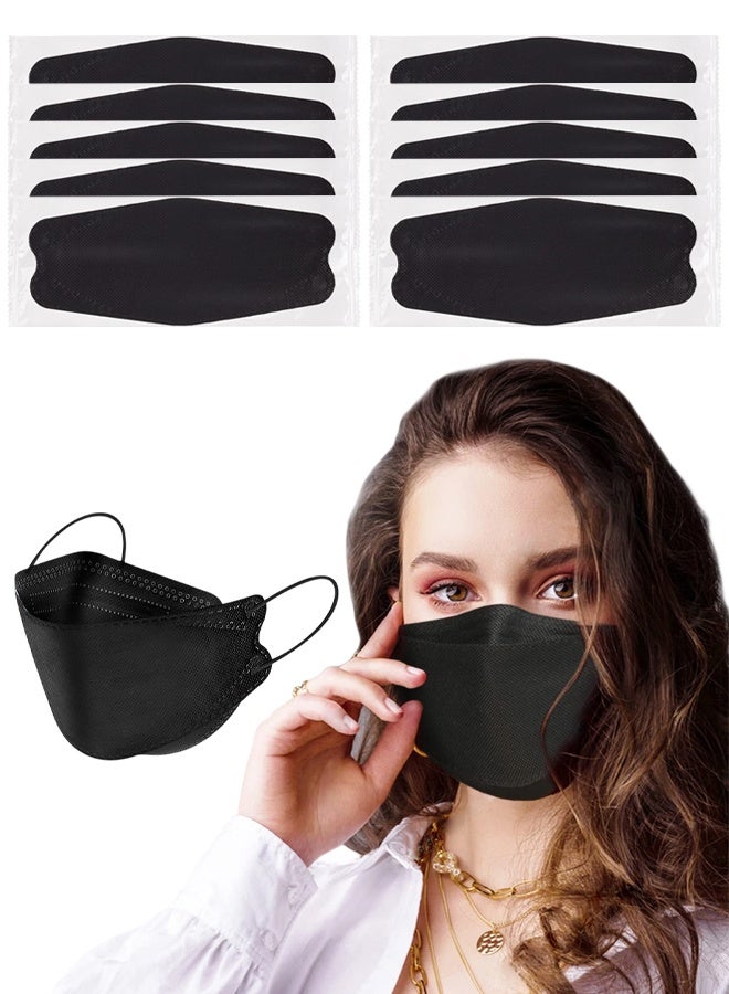 20 PCS Willow Leaf-Shaped Mask, Disposable Black Masks, 4 Layers Protection Filter Efficiency>95%, Double line Nasal Frame, Highly Elastic Ear Straps, Breathable Comfort, Suitable Men Women Daily Use - Image 1