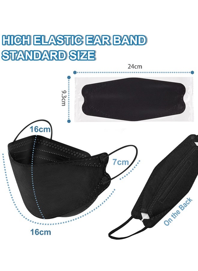 20 PCS Willow Leaf-Shaped Mask, Disposable Black Masks, 4 Layers Protection Filter Efficiency>95%, Double line Nasal Frame, Highly Elastic Ear Straps, Breathable Comfort, Suitable Men Women Daily Use - Image 2