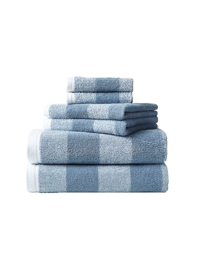 NAUTICA Bath Towels, Highly Absorbent & Soft, Stylish Bathroom Decor (Oak Lake Blue, 6 Piece), USHSAC1183893