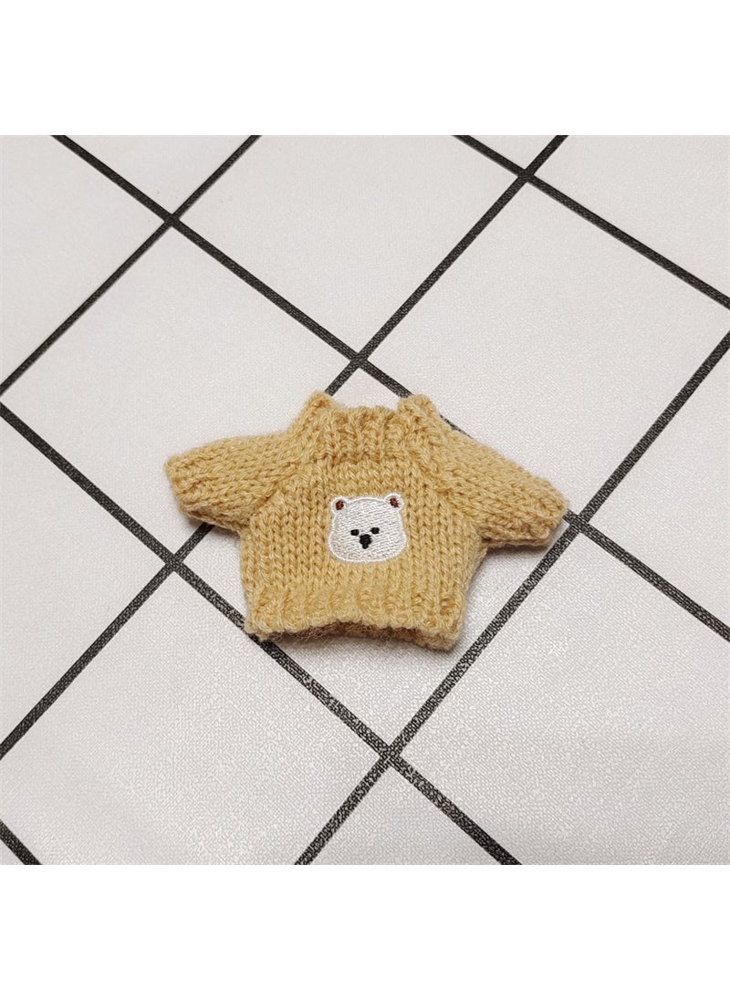 14cm Embroidered Small Sweater Fabric Labubu Clothes Glasses Accessories Collection Doll Accessories Elderly Suitable Khaki embroidered bear head sweater 