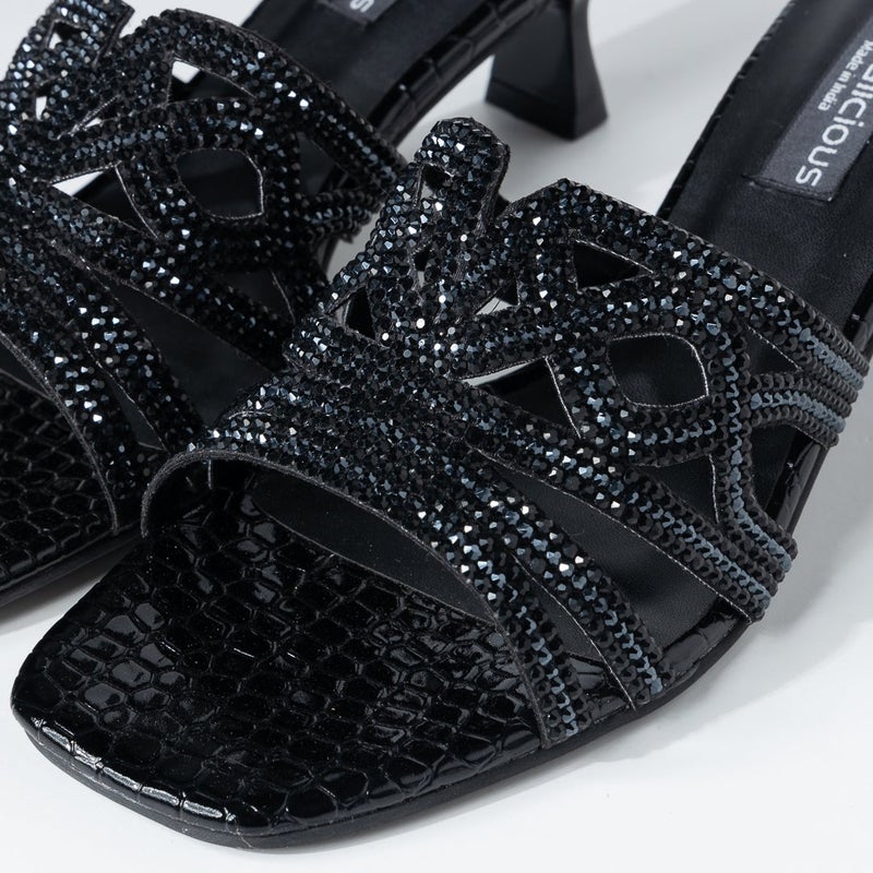 Crystalicious Nysa Handcrafted Embellished Open Toe 2 Inches Kitten Heel Sandals - Image 3