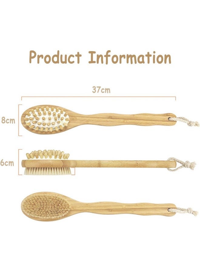 STORE77® Massage Brushe Back Easy Clean Sided Natural Bristles Brush Scrubber Long 2-in-1 Handle Wooden SPA Shower Brush Bath Body - Image 2