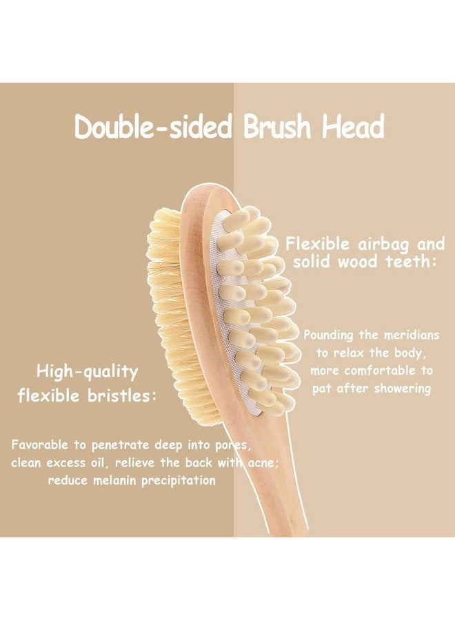 STORE77® Massage Brushe Back Easy Clean Sided Natural Bristles Brush Scrubber Long 2-in-1 Handle Wooden SPA Shower Brush Bath Body - Image 4
