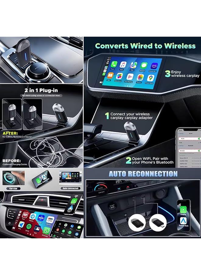 HOAVY 2-In-1 Wireless Carplay And Android Auto Adapter, 5Ghz Smart Car Adapter, Compatible With 99% Built-In Carplay And Built In Android Auto Vehicles  - Image 4