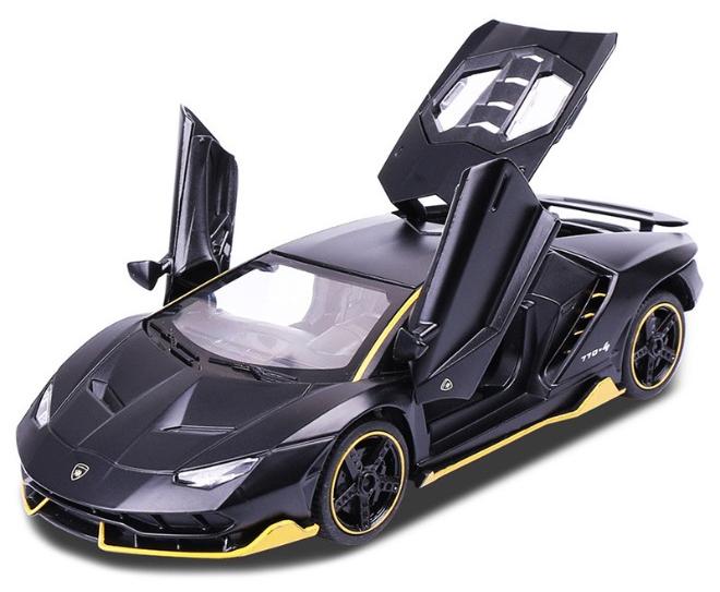 1:32 Lamborghini LP770 Car Model Toy, Zinc Alloy Pull Back Toy Car, Sound and Light Pull Back Model Car for Kids Boy Girl Gift, Black - Image 1