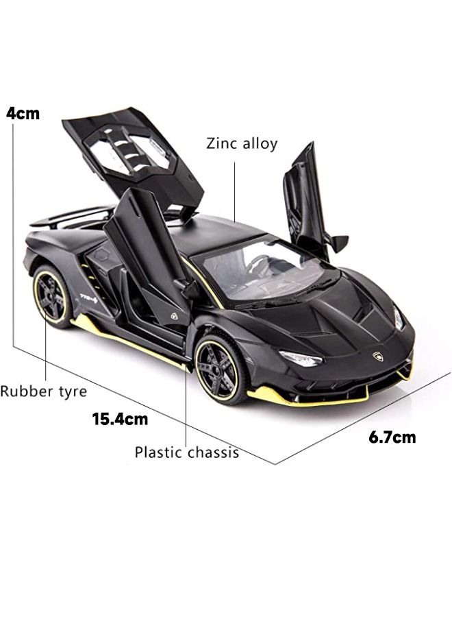 1:32 Lamborghini LP770 Car Model Toy, Zinc Alloy Pull Back Toy Car, Sound and Light Pull Back Model Car for Kids Boy Girl Gift, Black  - Image 2