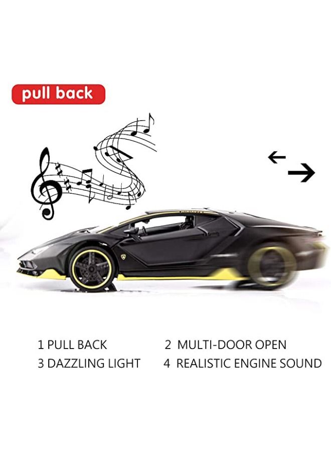 1:32 Lamborghini LP770 Car Model Toy, Zinc Alloy Pull Back Toy Car, Sound and Light Pull Back Model Car for Kids Boy Girl Gift, Black  - Image 3