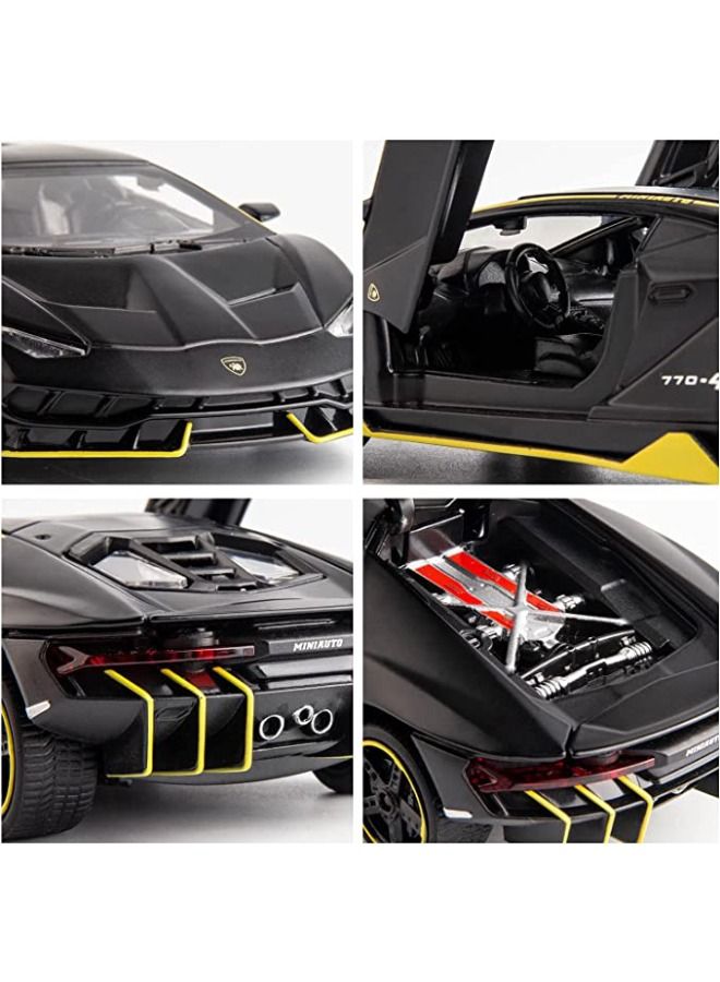 1:32 Lamborghini LP770 Car Model Toy, Zinc Alloy Pull Back Toy Car, Sound and Light Pull Back Model Car for Kids Boy Girl Gift, Black  - Image 5