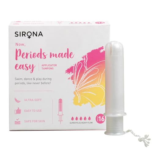 Sirona Period Made Easy Applicator Tampons for Heavy & Super Heavy Flow | 16 Pcs |Biodegradable Tampons | FDA Approved | Ultra Soft & Comfortable | Upto 100% Leak Free | Highly Absorbent Tampon for Rash Free Periods | - Image 1