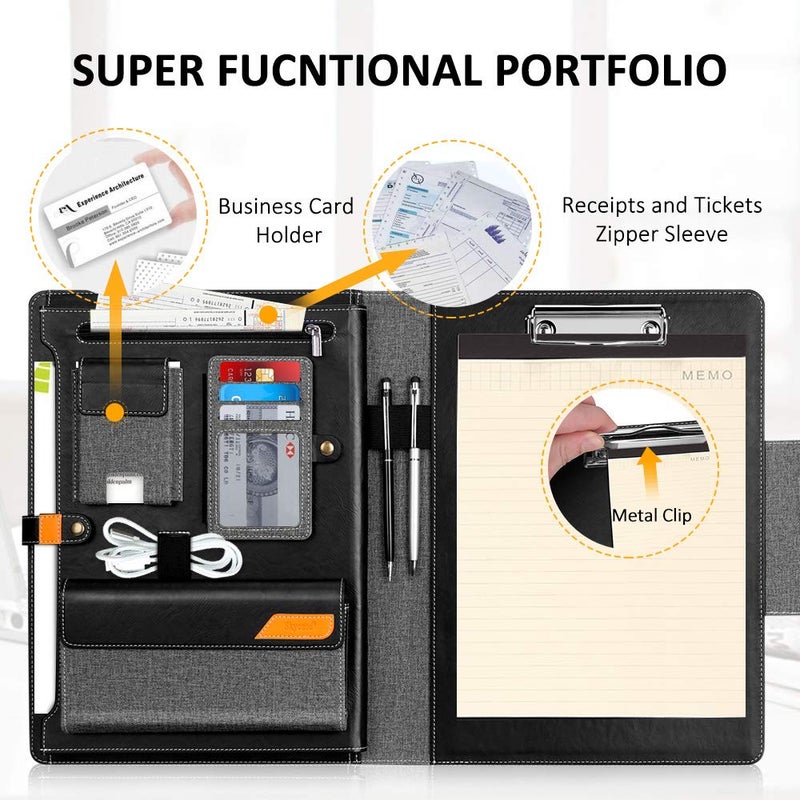 Skycase Padfolio Portfolio Case,Skycase Business Portfolio Folder,Interview/Conference/Legal Document Organizer with Letter/A4 Size Clipboard,Internal Holder for iPad/Tablet (up to 12.9")Document Sleeve-Black - Image 2