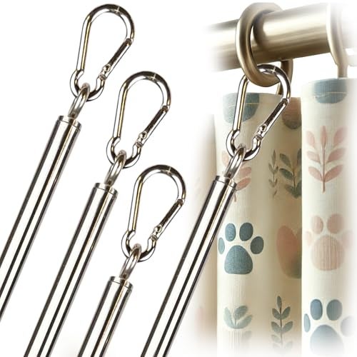 OooWow 36 inch 4 Pack Stainless Steel Iron Curtain Pull Wand Drapery Pull Rod Verstaile Curtain Wand Strong Metal Drapery Wand 36in SS 4Pk - Image 1