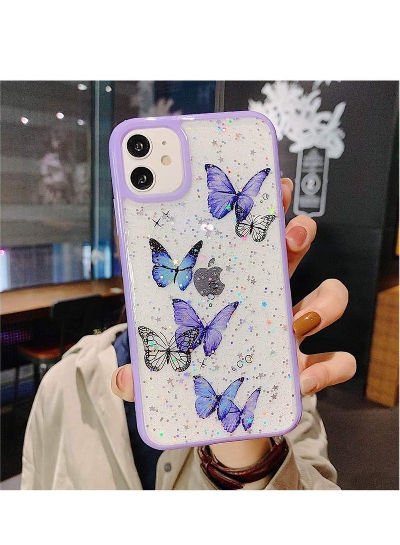 KASTWAVE جراب iPhone 11 لطيف للغاية على شكل فراشة لامعة مضاد للصدمات مصنوع من السيليكون الشفاف للفتيات والنساء - Image 1