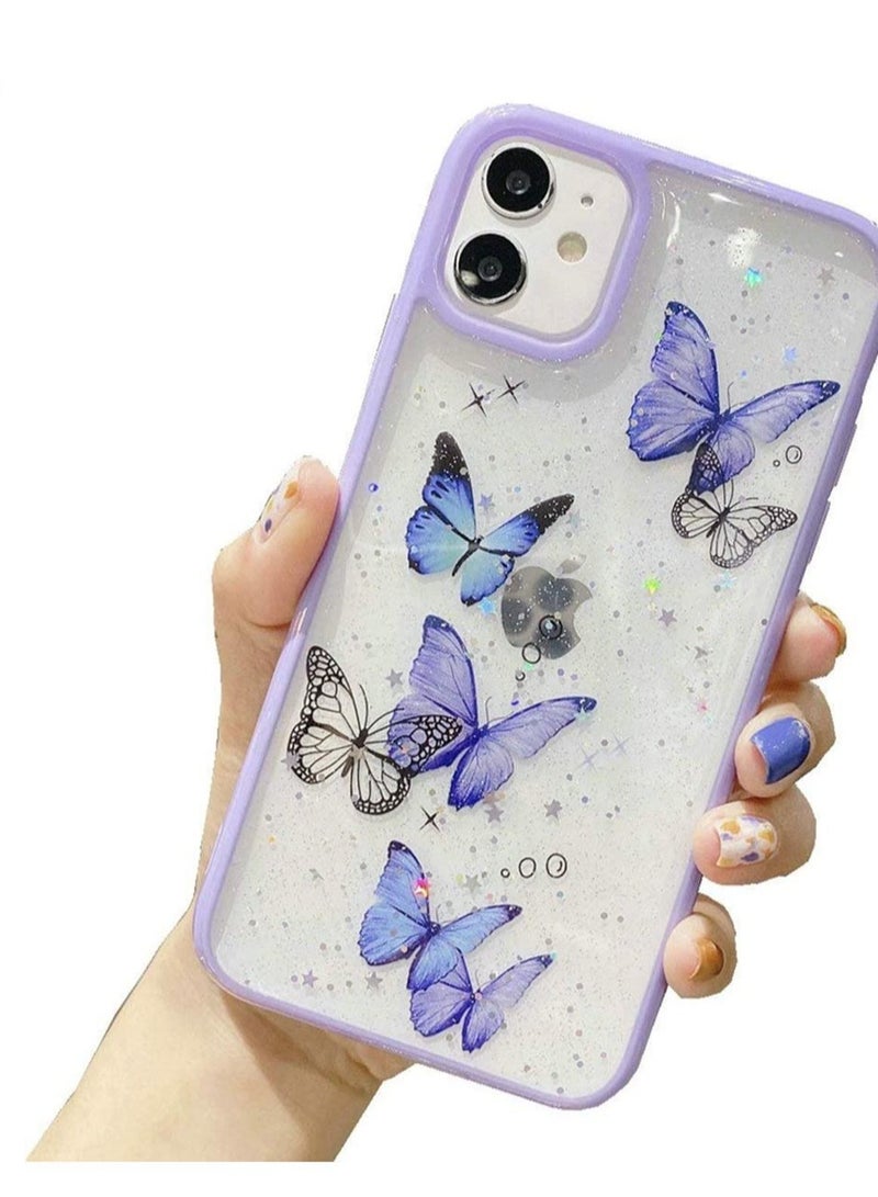 KASTWAVE جراب iPhone 11 لطيف للغاية على شكل فراشة لامعة مضاد للصدمات مصنوع من السيليكون الشفاف للفتيات والنساء - Image 2