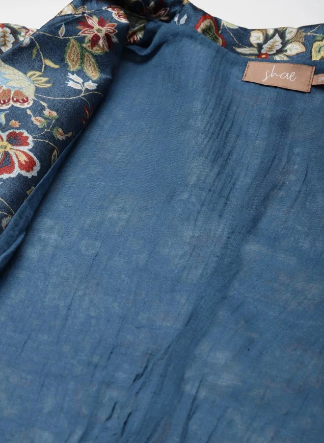 ساسافراس Navy Blue Floral Printed Blazer for Women