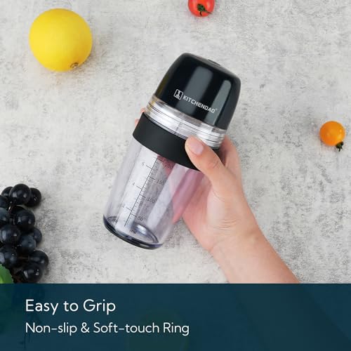 KITCHENDAO 2 in 1 Salad Dressing Shaker Container with Juicer, Pour Spout, LeakprooF, Soft Grip, Dishwasher Safe, Homemade Oil and Vinegar Salad Dressing Bottle Mixer Dispenser, BPA Free 1 Cup, Black - Image 4
