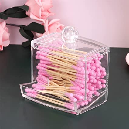 Premsons Earbud Clear Acrylic Swabs Cosmetic Organizer Makeup Cotton Ball Pad Swab Holder  1 Compartment - Image 5