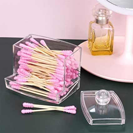 Premsons Earbud Clear Acrylic Swabs Cosmetic Organizer Makeup Cotton Ball Pad Swab Holder  1 Compartment - Image 4