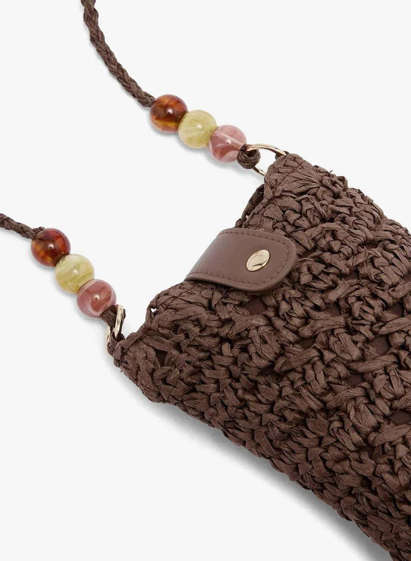 Matalan Brown Chocolate Brown Straw Phone Bag for Women | Best Price UAE