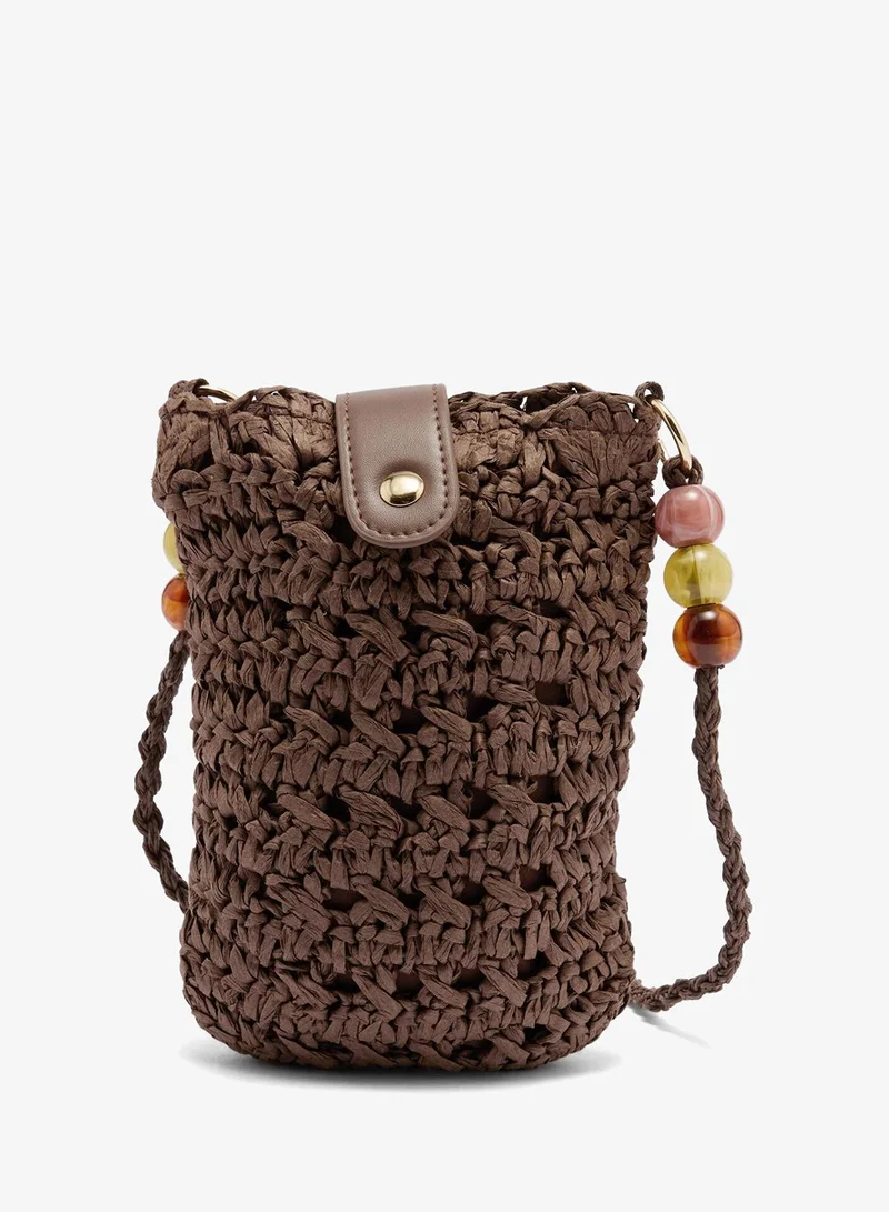 Matalan Brown Chocolate Brown Straw Phone Bag for Women | Best Price UAE