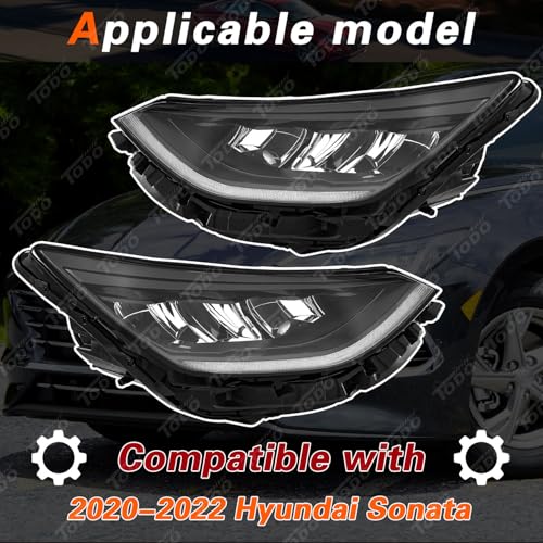 TODO LED Headlights Headlamp Assembly for 2020-2022 Hyundai Sonata, Driver and Passenger Side92101-L1100 92102-L1100 - Image 3