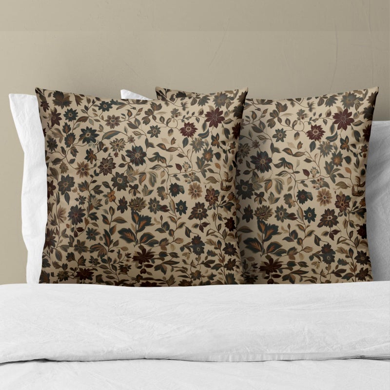 Evlaschin Vintage Floral Pillow Covers 18x18in, Rustic Boho Flowers Throw Pillowcases Set of 2, Abstract Art Design Cotton Cushion Cover for Sofa Couch Indoor Outdoor Farmhouse Decor - Image 3