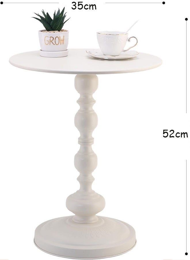 RATSAW Metal Round Side Table Sofa Coffee Table Vintage Service Table Desk for Living Room Bedroom Office White  - Image 5