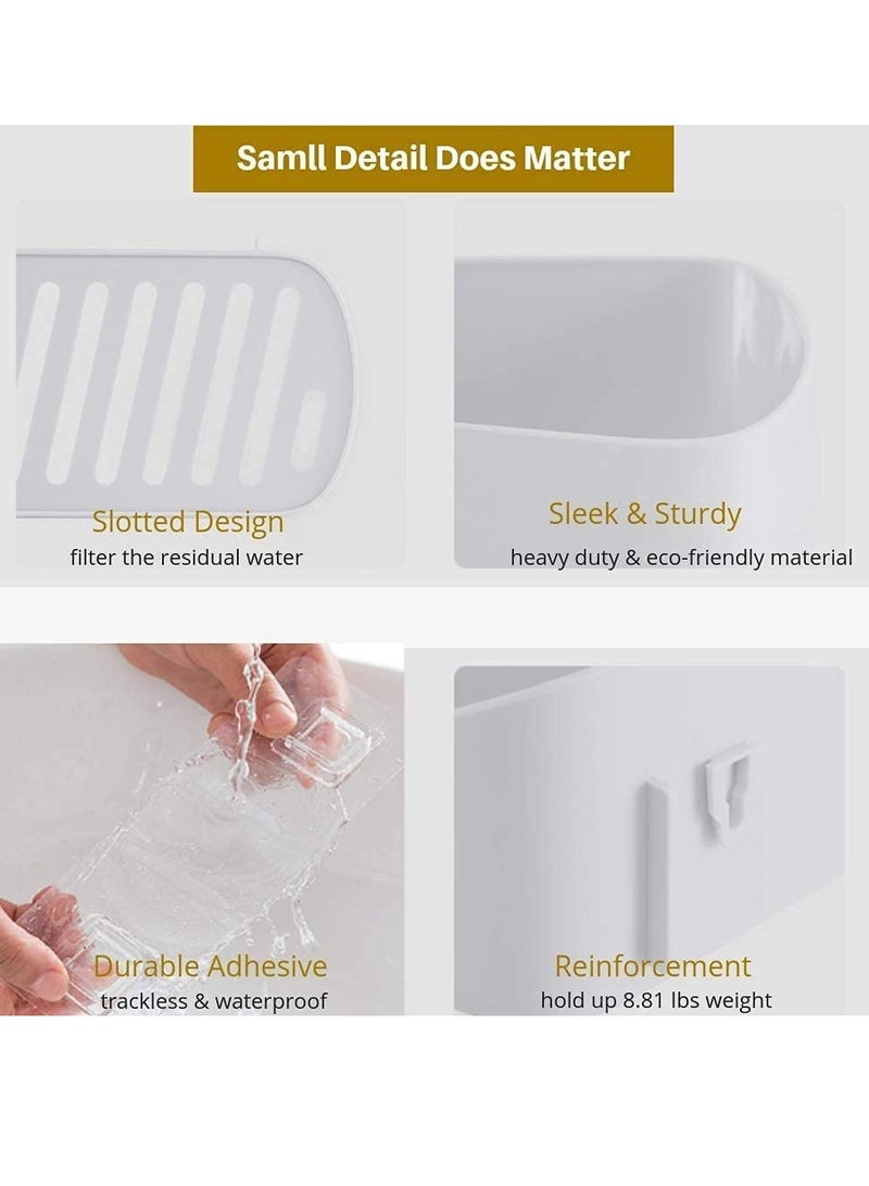 SYOSI Adhesive Shower Caddy Bathroom Shelf Organizer 2 Pack Bathroom Shelves No drilling Corner Shelf Shampoo Holder Storage Rack for Bathroom Toilet Kitchen Organizer - Sturdy Space-saving - Image 3