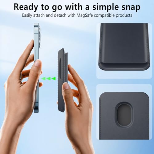 Meliya Magnetic Wallet Card Holder (MagFit) Designed for MagSafe for iPhone 16 Plus Pro Max, iPhone 15, iPhone 14, iPhone 13, iPhone 12 Models, Unisex Adult Leather Magnetic Card Wallet Holder (Night) - Image 5