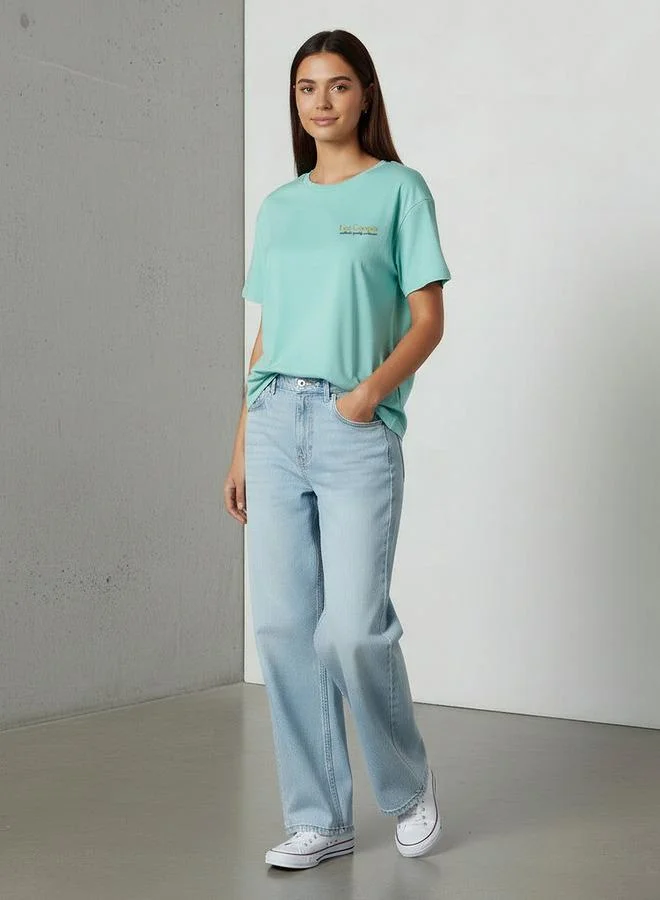 لي كوبر تيشيرت قطن لي كوبر بقصة عادية وطبعة