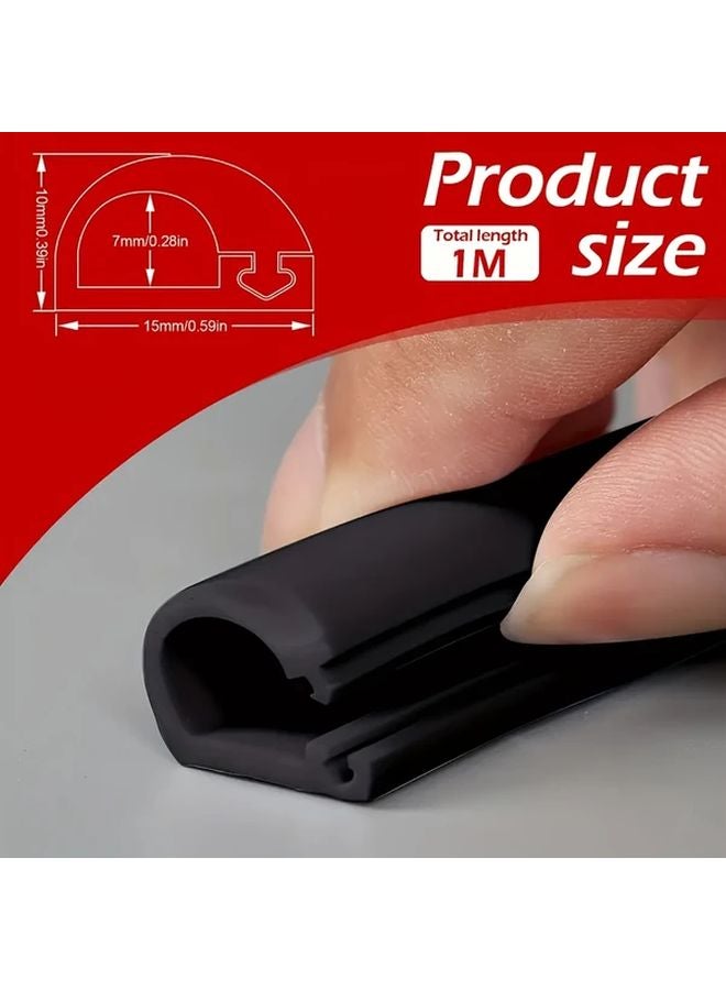 فتحة إدارة الكابلات من PVC ذاتية اللصق السوداء واقي أرضي للأسلاك قناة 100 سم - Image 1