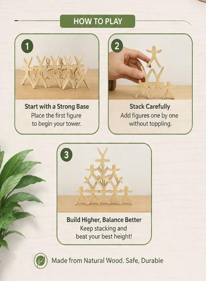 MUREN® Stack & Balance Human Shapes Tower Wooden Acrobats Figures Balancing Educational Building Blocks Toy | Montessori Learning Toy for Boys & Girls (3+ Years) - Image 4