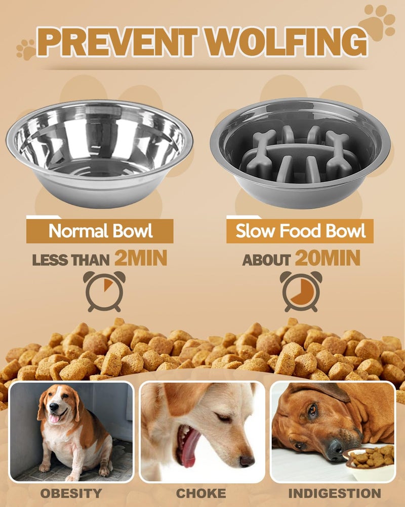 Jovrun Elevated Dog Bowls for Medium Size Dogs, Non-Slip Dog Feeder with 1*Stainless Steel Dishes & 1*Slow Feeder Bowl, 5 Heights Adjustable Raised Bowls to 3.15â€³-8.66â€³-9.84â€³-11.02â€³-12.2â€³ - Image 5