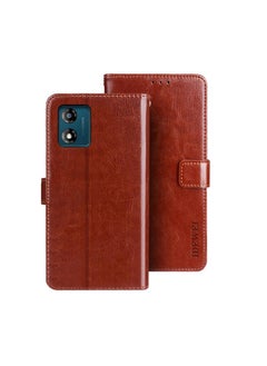 IDEWEI Case For Motorola Moto E13 Crazy Horse Texture Leather Phone Case with Holder  - Image 1