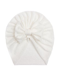 Generic 6 Pcs Big Bow Turban Beanie Caps Mesh Newborn Baby Solid Knot Hats Toddler Turban Bow Cap  - Image 2