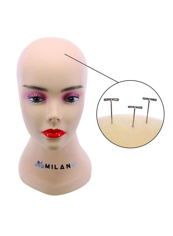 MILANO COLLECTION 12" Durable Silicone Professional Wig Styling Head Compatible With Tpins Stand Or Tripod Beige - Image 3