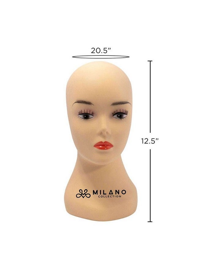 MILANO COLLECTION 12" Durable Silicone Professional Wig Styling Head Compatible With Tpins Stand Or Tripod Beige - Image 4